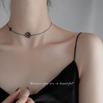 Miss Z Miss Black Rose Neck Chain Woman Short pure silver necklace 2022 New female summer collarbone chain neck accessories