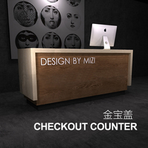 Retro cashier clothing shop Barber Shop Cafe water bar company front desk solid wood bar