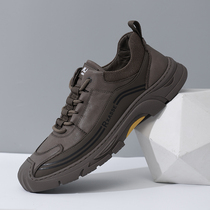 Mulinsen mens shoes 2022 autumn and winter new outdoor hiking shoes mens leather thick-soled casual tooling shoes