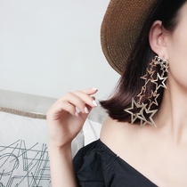 Y9 European and American exaggerated style personality fashion size five-pointed star long earrings Korean fashion tassel earrings