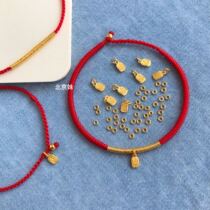 Beijing Meigufa gold foot gold small gold circle spacer pure hand-woven transport adjustable red rope hand rope anklet