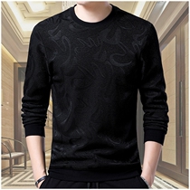 Mens Long Sleeve T-Shirt Spring Autumn Season New Loose Tide Black Plus Suede Thickened Inner Hitch Blouse Blouse