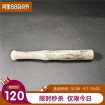 Qianlong annual enamel color landscape painting pure hand-made glazed cigarette mouth extended waist filter antique old goods