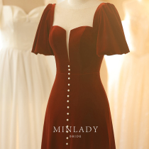 Famous) Morandi toast brides 2021 new popular autumn thanks banquet red engagement evening dress women