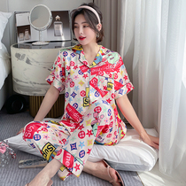 VIRRI CIAGA ~ big brand color color design silk pajamas womens summer 2021 new short-sleeved home wear