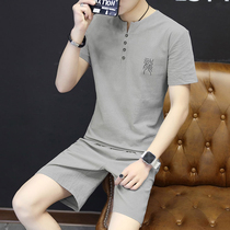 Fugui Bird Summer Short Sleeve Suit Men Tide Card Sports Casual Loose t-shirt Net Red Two sets of Chinese wind mens clothing