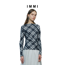 (Designer brand IMMI) temperament gray plaid copper ammonia backless top 191TP004X