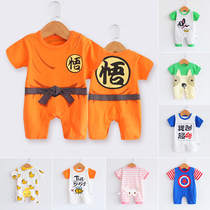Net red baby one-piece clothes summer short-sleeved thin cotton pajamas male 3 female baby 6 months 12 Haya climbing clothes