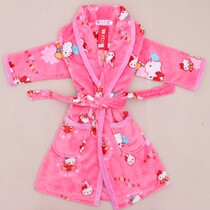 Autumn Winter Children Sleepwear Coral Fleece Kid Girl Girl Girl Sleeping Robe Flannel Cute Kitty Cat Bathrobe Gush