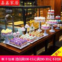  White dessert plate Wrought iron cake rack Wedding props European-style dessert table decoration lace cake plate