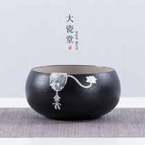 Large porcelain hall Zen style black pottery 925 silver tea wash Kung Fu tea set Tea ceremony accessories Large medium wash pen wash cup wash
