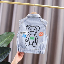 Baby Spring Autumn Denim Waistcoat 2021 New Childrens Spring Clothing Foreign Air Wear Vest Boy Spring Clothing Baby Boom