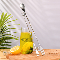 Stainless steel Long Bar Spoon Bar Spoon Bar more double head long handle coffee stirring rod spoon mixing stick milk tea shop spoon