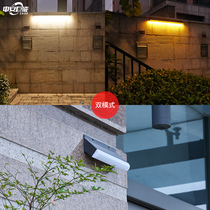 Solar lamp Villa outdoor courtyard wall lamp Household garden rural street lamp Human body induction waterproof outdoor electric lamp