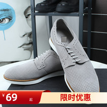 Bird Card No Hanging Summer Men Casual Leather Shoes Anti-Suede Mesh Breathable Youth Round Head Lacing Bull Leather Shoes 62104