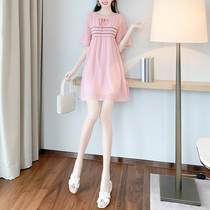 Summer pink dress womens 2021 New Tide high-end fried street waist slim skirt female little woman summer