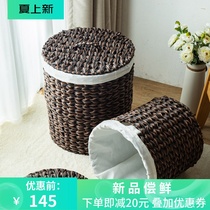 Pink House Coffee Brown Vines Jersey Basket With Lid Inner Lining Laundry Basket Handmade Dirty Laundry Barrel Bathroom Unmouldy