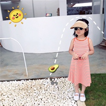 Girl Sleeveless Vest Long Dress 20 Summer New South Korea Children Baby Foreign Air Striped Slim Cotton Elastic dress Skirt Tide