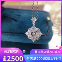 18K Diamond Necklace Princess Square Diamond Pendant 50 GIA Diamond Necklace Luxury Inlaid Profiled Drill Pendant Woman