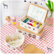ins wind Childrens hair accessories storage box Cute hairpin headdress leather band jewelry dresser shelf Girl heart