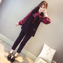  2021 new large size fat mm small fresh early autumn net red two-piece suit slightly fat thin and age-reducing early spring womens clothing