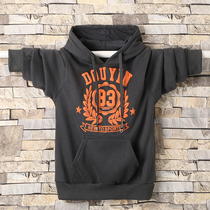 Autumn and winter boys cotton thin velvet sweater youth loose plus velvet pullover cartoon hooded childrens jacket tide