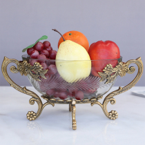 Eurostyle villa-like plate room Soft decorations modern minimalist light extravagant brass glass large water fruit tray American pendulum