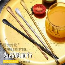 Japanese and Korean simple 304 stainless steel mixing spoon creative solid handle golden spoon long ice spoon seasoning longer handle