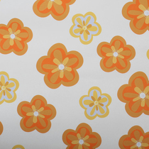 French imported wallpaper rice white background orange cartoon colorful flowers childrens room TV background wall Full sticker wallpaper