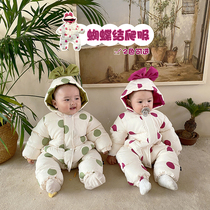 2021 Winter baby polo point print jumpsuit newborn climbing clothes