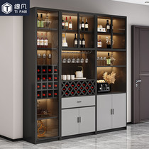 Light luxury wine cabinet Modern simple living room cabinet Wall-mounted glass high-grade display cabinet Household small locker