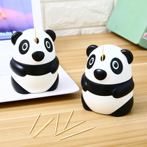 Cute Creative Cartoon Panda Toothpick Cylinder Automatic Toothpick Box Home Living Room Toothpick Tank Portable Toothpick Box