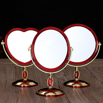 Wedding mirror A pair of wedding bride married woman dowry makeup Big red round mirror heart-shaped wedding makeup mirror