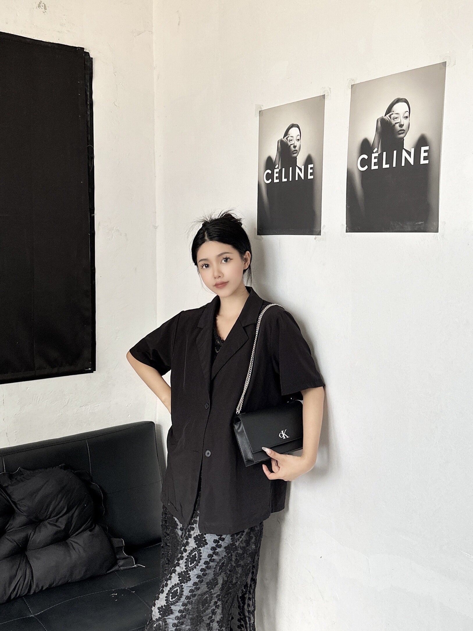 Calvin Klein优雅通勤包 荔枝纹皮质高级耐磨 字母搭扣翻盖简约大气