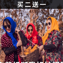 Old-fashioned square scarf net red photo headscarf middle-aged and elderly women square scarf bag headscarf rural work old-fashioned