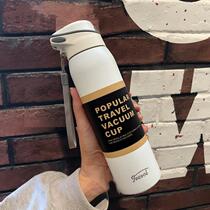 Thermos mens sports large capacity with straw Portable simple creative personality with rope Female student water cup