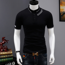 Short-sleeved T-shirt mens summer 2021 new trend shirt cotton lapel Paul shirt letter embroidered polo shirt men