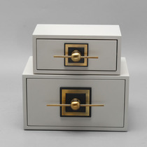 New Chinese Modern Creative Wood Bronze Ware First Accessories Box Swing Piece Home Decoration Ware Ornament Box Handiwork Decorations