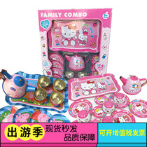 Kindergarten role-playing family afternoon teapot kettle cup Stainless steel small tea set Tinplate teacup set