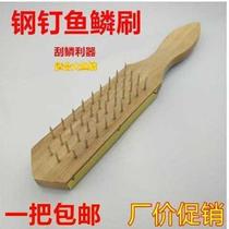 Quality wood handle steel nail brushed fish scale brushed stainless steel wire scraper cleaning rust removal brushed aside gouging tool