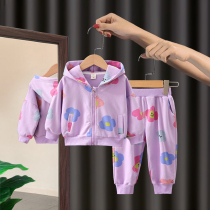 Girls Set 2021 New Spring and Autumn Childrens foreign style Net red sports two-piece childrens clothing women baby Autumn Tide