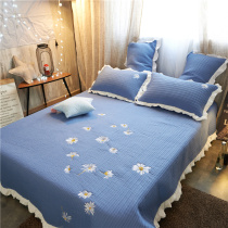 Cotton bed cover single piece double-sided padded tatami sheets Four seasons universal cotton embroidered bed cover three-piece set