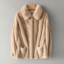 Henning Jupi 2021 New Imported Mink Leather Big Coat Woman Whole Mink Short young Fashion Ferret Fur Fur Coat