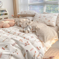 Spring bed four sets of pure cotton full cotton bunk bed linen quilt cover four pieces of covered pure cotton full cotton all season universal