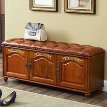 Solid Wood Xuan Guan Changing Shoes Stool Eurostyle Shoe Cabinet American Storage Stool In door accommodating stool Bedroom bedstool bedside stool