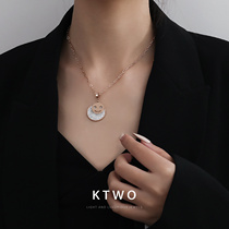 New Korean version fashion small fragrant wind rose gold smiley face round card necklace female tennis red same minimalist Tide Sweater Chain