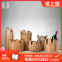 Yingquan solid wood crafts furnishings Thailand imported model room exhibition hall home decoration hotel wine rack ornaments