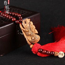 Taishan Cihang Pavilion peach wood car pendant wood carving