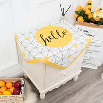 ins Nordic wind lemon yellow bed head cabinet cover cloth mesh red square small table cloth anti-water cotton linen small cabinet cover towels