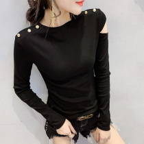 Europe station 2020 autumn and winter new fashion strapless long-sleeved t-shirt womens inner match foreign design sense of mind top tide